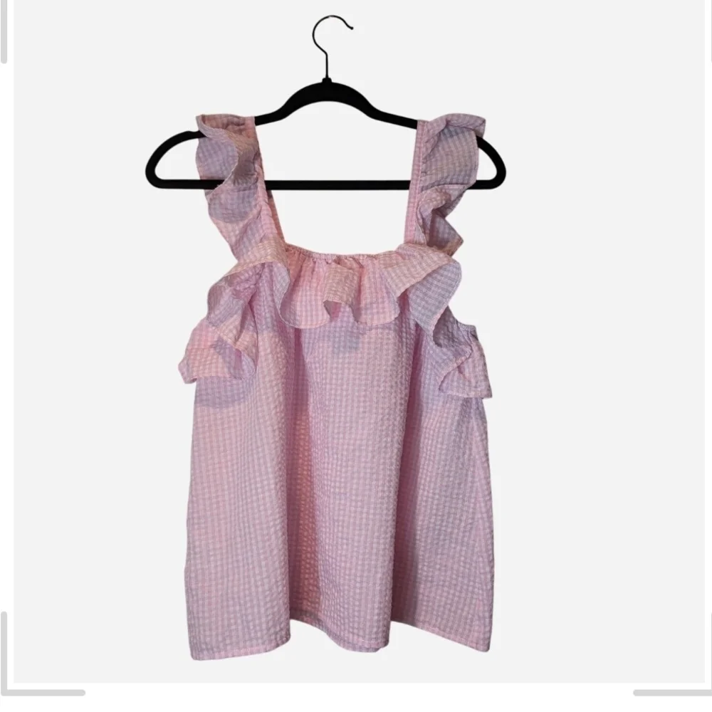 Pre-owned &merci Pink Gingham Blouse with Ruffles - Picture 4 of 7